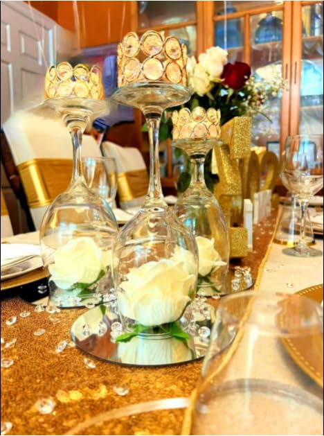 VINCIGANT Pack of 12 Gold Crystal Tea Light Candle Holders for Wedding Home Table Centerpiece Decoration, Gifts Boxed (Candle Excluded) - Image 4