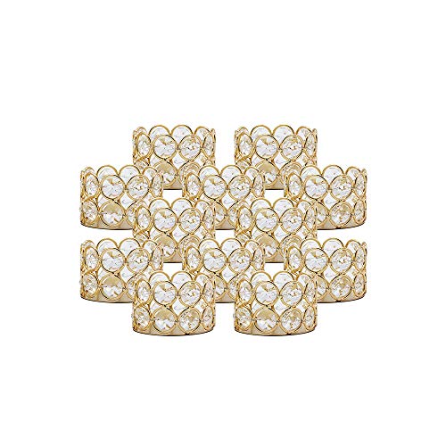 VINCIGANT Pack of 12 Gold Crystal Tea Light Candle Holders for Wedding Home Table Centerpiece Decoration, Gifts Boxed (Candle Excluded) - Image 1