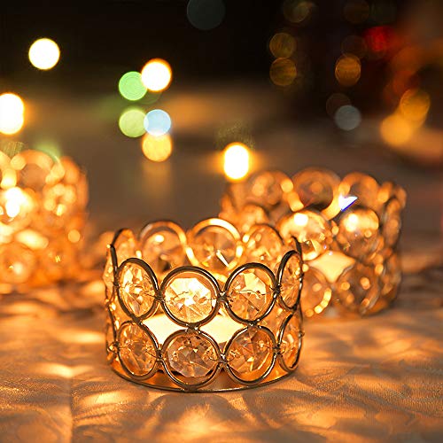 VINCIGANT Pack of 12 Gold Crystal Tea Light Candle Holders for Wedding Home Table Centerpiece Decoration, Gifts Boxed (Candle Excluded) - Image 5