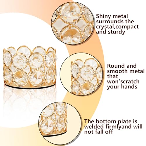 VINCIGANT Pack of 12 Gold Crystal Tea Light Candle Holders for Wedding Home Table Centerpiece Decoration, Gifts Boxed (Candle Excluded) - Image 3