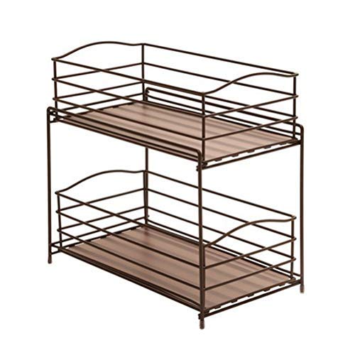 INDIAN DECOR. 28978 Sliding Basket Drawer Kitchen Counter and Cabinet Organizer, 2-Tier, Black - Image 5