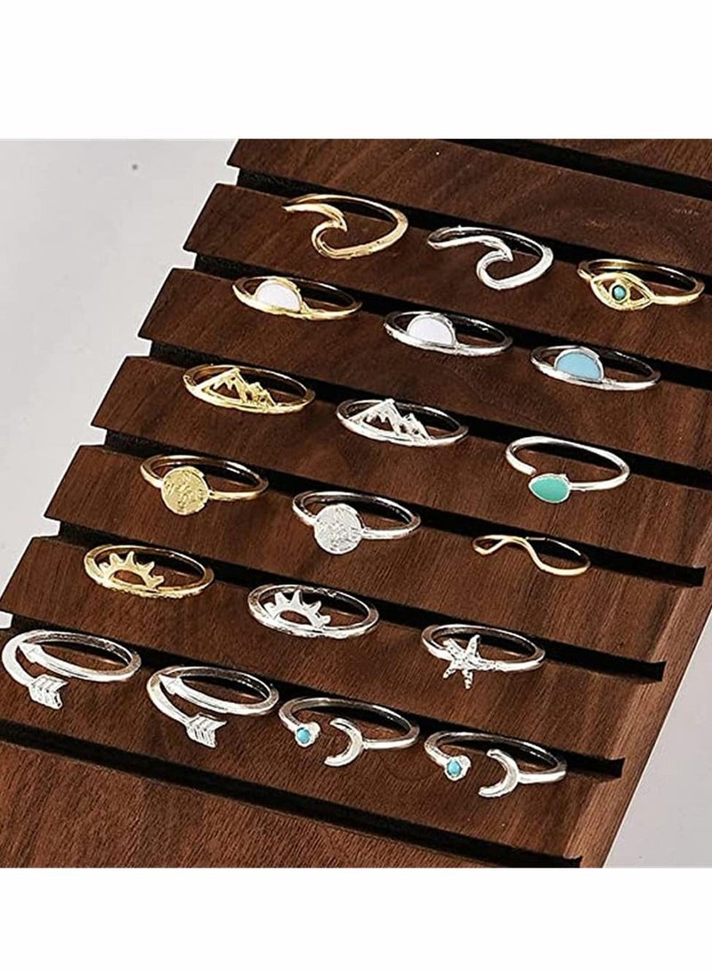 Excefore Rings Sets, Boho Retro Stackable Geometric Metal Ring for Teen Girls Women, Peak Sea Wave Compass Turquoise Rhinestone Knuckle Joint Finger Kunckle Nail Ring Sets (19 Pcs) - Image 4