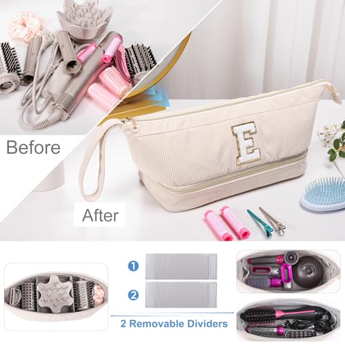 ELCUPA Initial Personalized Hair Dryer Case,Double-Layer Hair Tools Travel Carrying Case for Shark FlexStyle with Hair Dryer Bag- Hair Air Wrap Dryer Case Flat Curling Iron Travel Organizer Gift - Image 5