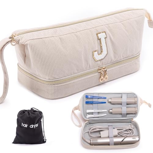 ELCUPA Initial Personalized Hair Dryer Case,Double-Layer Hair Tools Travel Carrying Case for Shark FlexStyle with Hair Dryer Bag- Hair Air Wrap Dryer Case Flat Curling Iron Travel Organizer Gift - Image 1