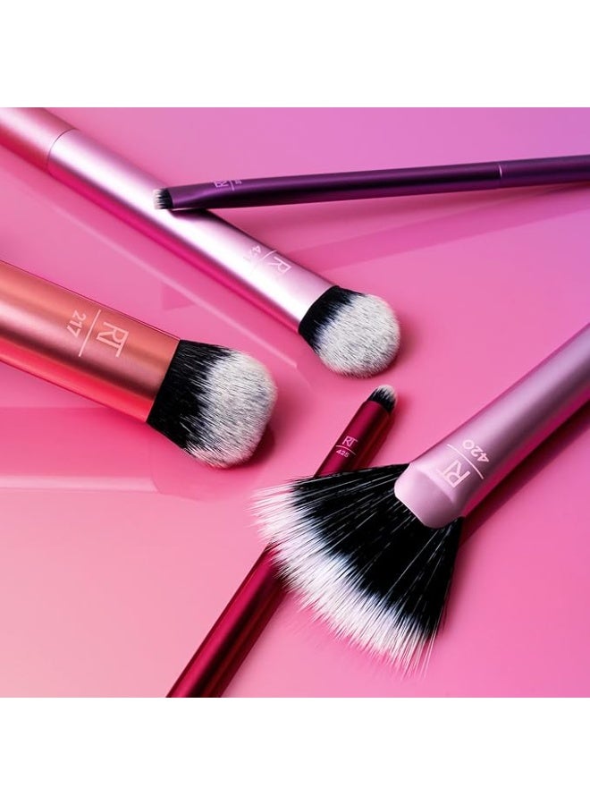 أر تي طقم فرش مكياج ريل تكنيكز ، لبودرة الأساس، البلاشر، الهايلايتر، ظلال العيون، والآيلاينر، أدوات مكياج احترافية، شعيرات صناعية، نباتية وبدون قسوة، ٥ قطع. - Image 2