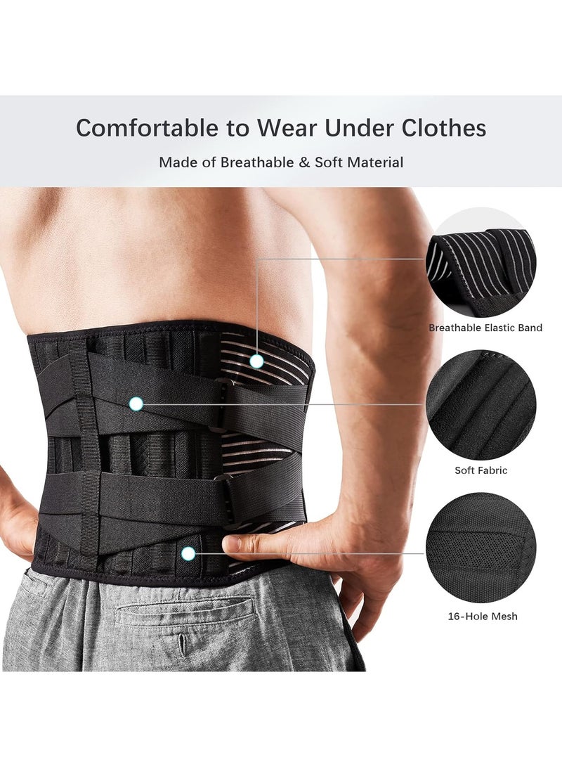 general Back support belt for lower back pain relief with 6 support bars, breathable back support belt for men/women at work, non-slip lumbar support belt with 16-hole sciatica mesh - Image 3
