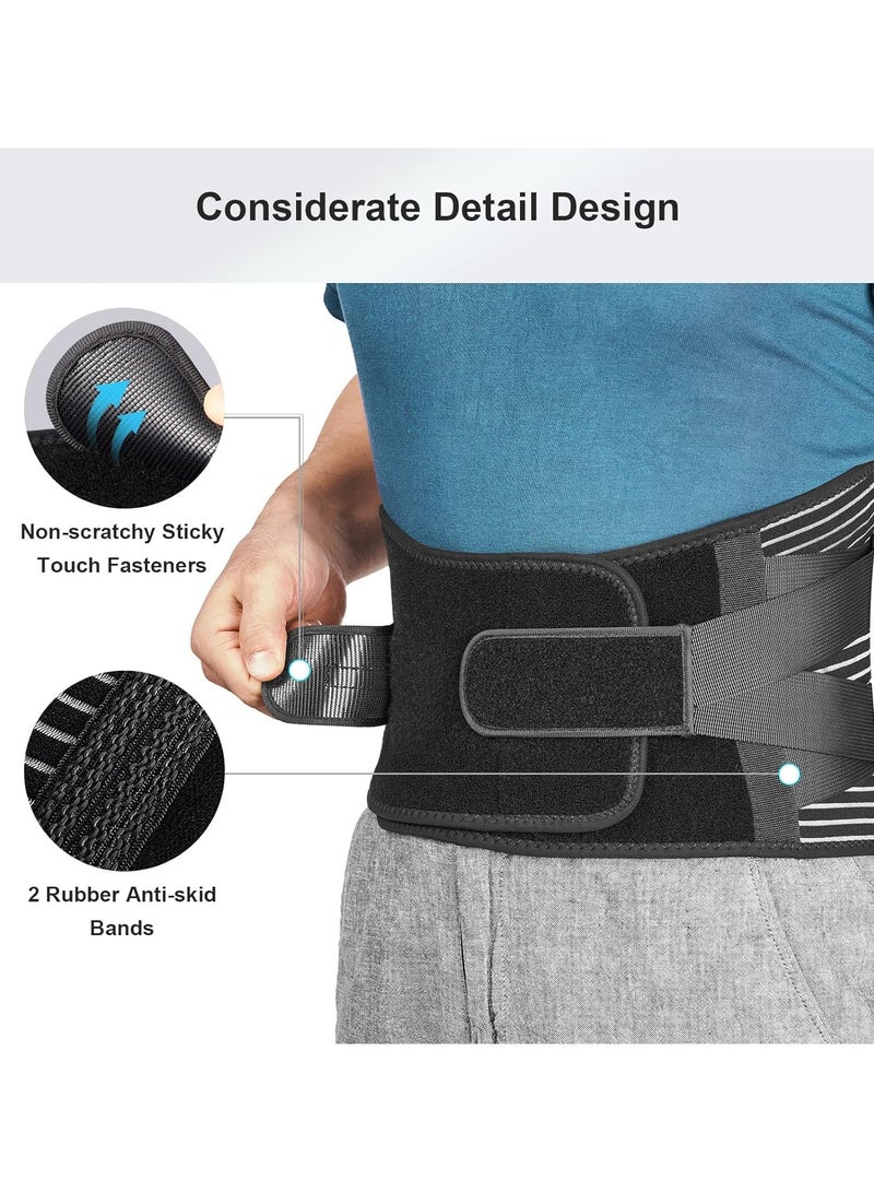general Back support belt for lower back pain relief with 6 support bars, breathable back support belt for men/women at work, non-slip lumbar support belt with 16-hole sciatica mesh - Image 4