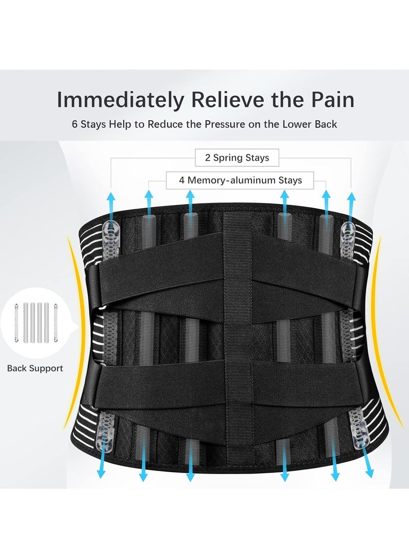 general Back support belt for lower back pain relief with 6 support bars, breathable back support belt for men/women at work, non-slip lumbar support belt with 16-hole sciatica mesh - Image 2