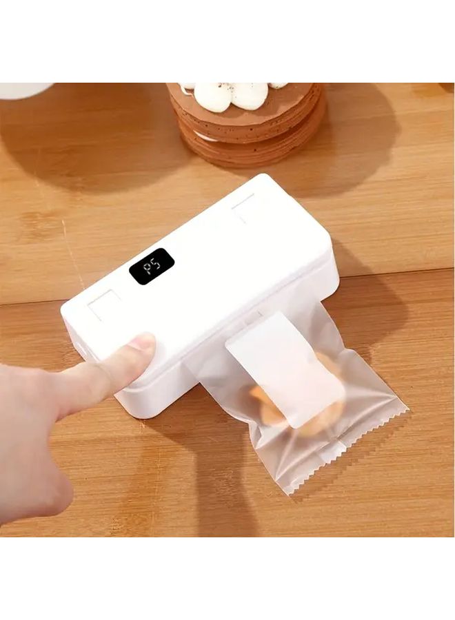 White USB Rechargeable 2 in 1 Snack Bag Sealer Handheld Compact for Home Travel - Image 5