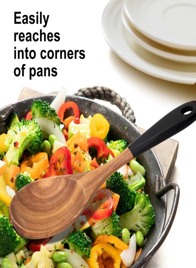 Renawe 2 Pcs Large Wooden Spoons for Cooking Serving Utensils 12" Big Mixing Non Toxic Spoon for Baking Cooking Spatula Set Unique Acacia Wood Teak Long Stirring Spoons Ladle Kitchen Tools Gift - Image 5