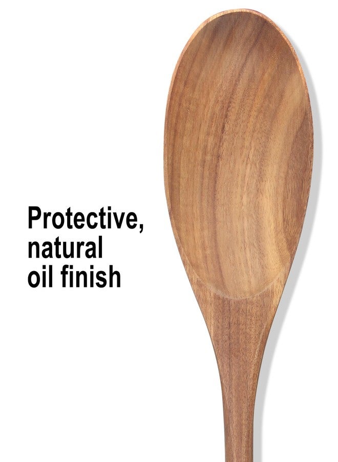 Renawe 2 Pcs Large Wooden Spoons for Cooking Serving Utensils 12" Big Mixing Non Toxic Spoon for Baking Cooking Spatula Set Unique Acacia Wood Teak Long Stirring Spoons Ladle Kitchen Tools Gift - Image 3