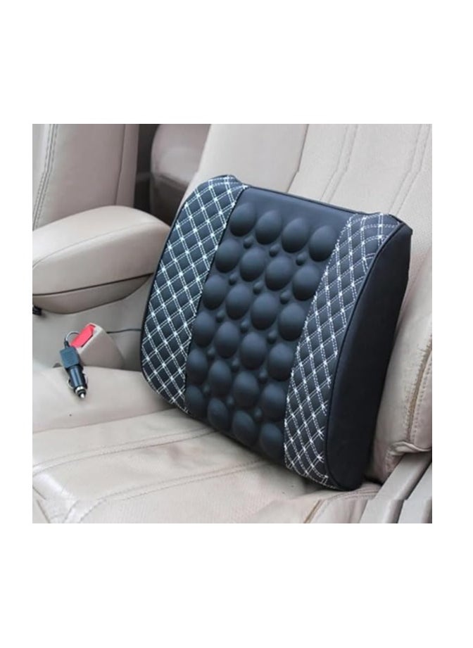 Generic Electric Massage Cushion – Memory Foam Lower Back Support Pillow for Office, Car, and Home Use, Black with White Stripe  - Image 1