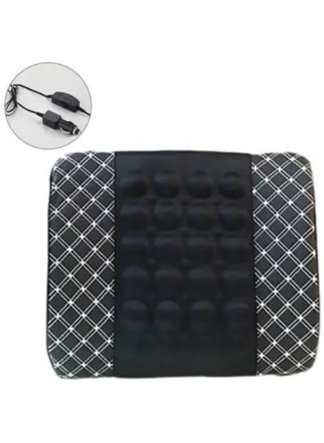 Generic Electric Massage Cushion – Memory Foam Lower Back Support Pillow for Office, Car, and Home Use, Black with White Stripe  - Image 2
