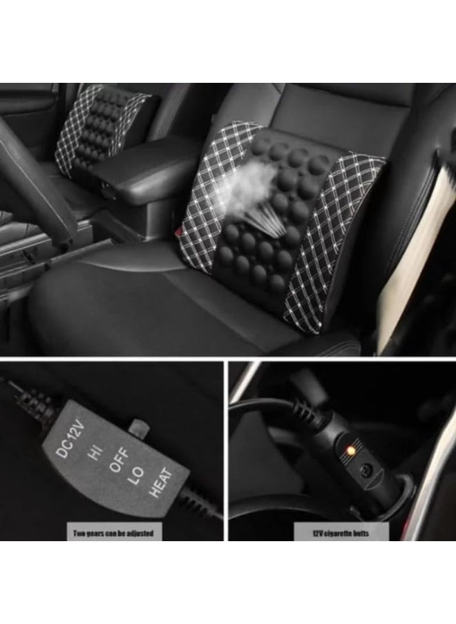 Generic Electric Massage Cushion – Memory Foam Lower Back Support Pillow for Office, Car, and Home Use, Black with White Stripe  - Image 4
