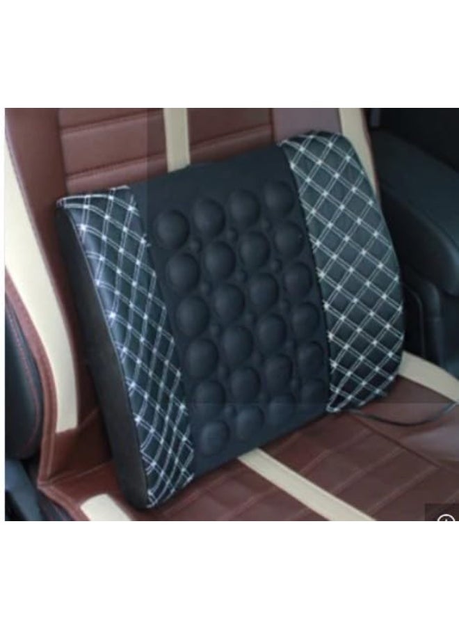 Generic Electric Massage Cushion – Memory Foam Lower Back Support Pillow for Office, Car, and Home Use, Black with White Stripe  - Image 3