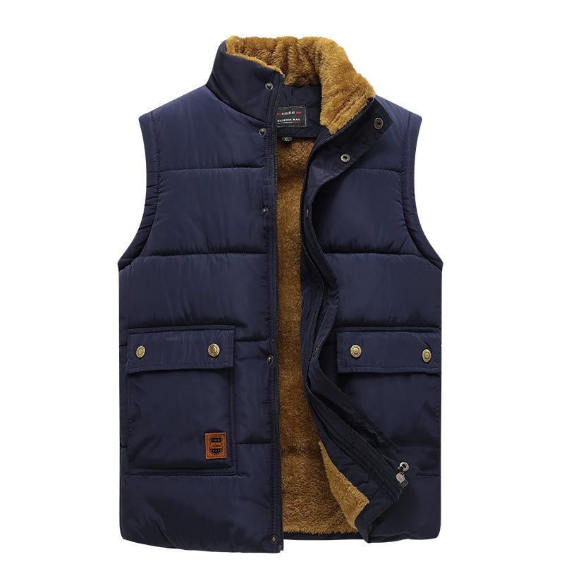Lamb Fleece Dad Vest Cotton Vest Men'S Warm Fleece-Lined Thickened Waistcoat Middle-Aged And Elderly Men'S Vest Outer - Image 5