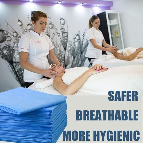 KUDIZE Disposable Non-Woven Bed Sheet for Hospital; Hotel; Spa and Beauty Parlor 30 GSM (Blue; 42 * 84 Inch/106.68 * 213.36 cm) (Pack of 50) - Image 4