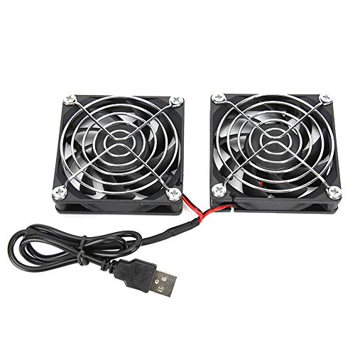 PUSOKEI Dual Cooling Fans for Router, 5V USB Dual Cooling Fan Router heatsink for RT?AC68U AC86U EX6200 AC15 - Image 1