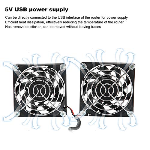 PUSOKEI Dual Cooling Fans for Router, 5V USB Dual Cooling Fan Router heatsink for RT?AC68U AC86U EX6200 AC15 - Image 2