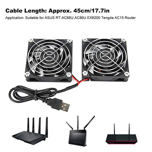 PUSOKEI Dual Cooling Fans for Router, 5V USB Dual Cooling Fan Router heatsink for RT?AC68U AC86U EX6200 AC15 - Image 3