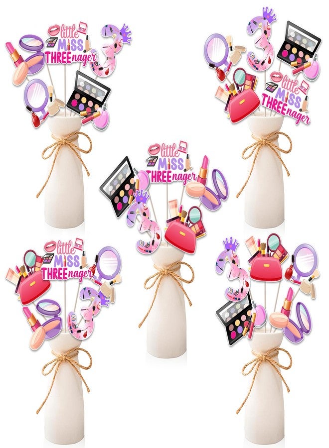 Balterever 24PCS Little Miss Threenager Birthday Decorations Table Centerpieces Sticks Makeup 3rd Birthday Party Decoration for Girls Little Miss Threenager Bday Decorations for 3rd Bday Supplies - Image 1