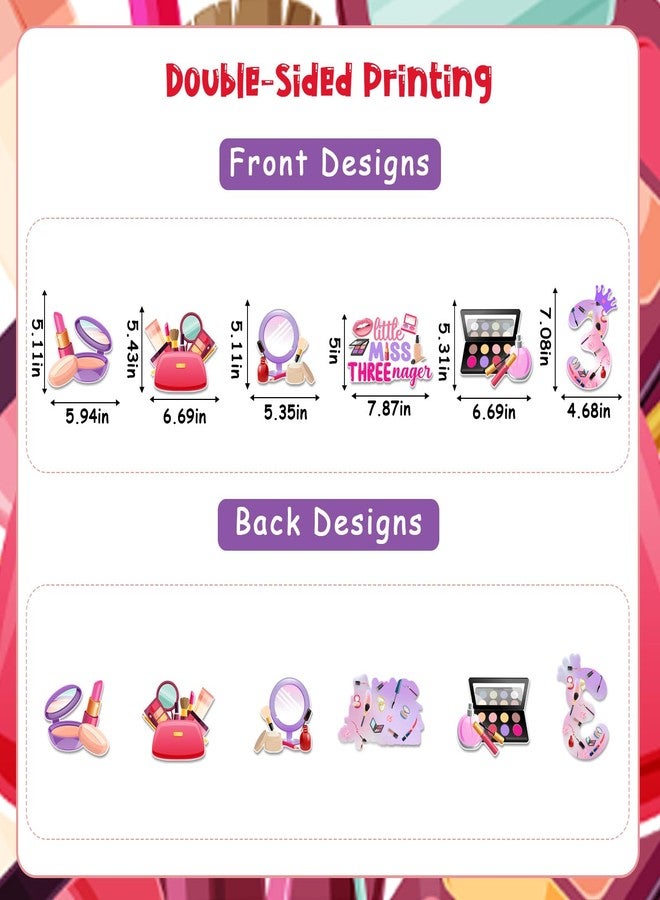Balterever 24PCS Little Miss Threenager Birthday Decorations Table Centerpieces Sticks Makeup 3rd Birthday Party Decoration for Girls Little Miss Threenager Bday Decorations for 3rd Bday Supplies - Image 5