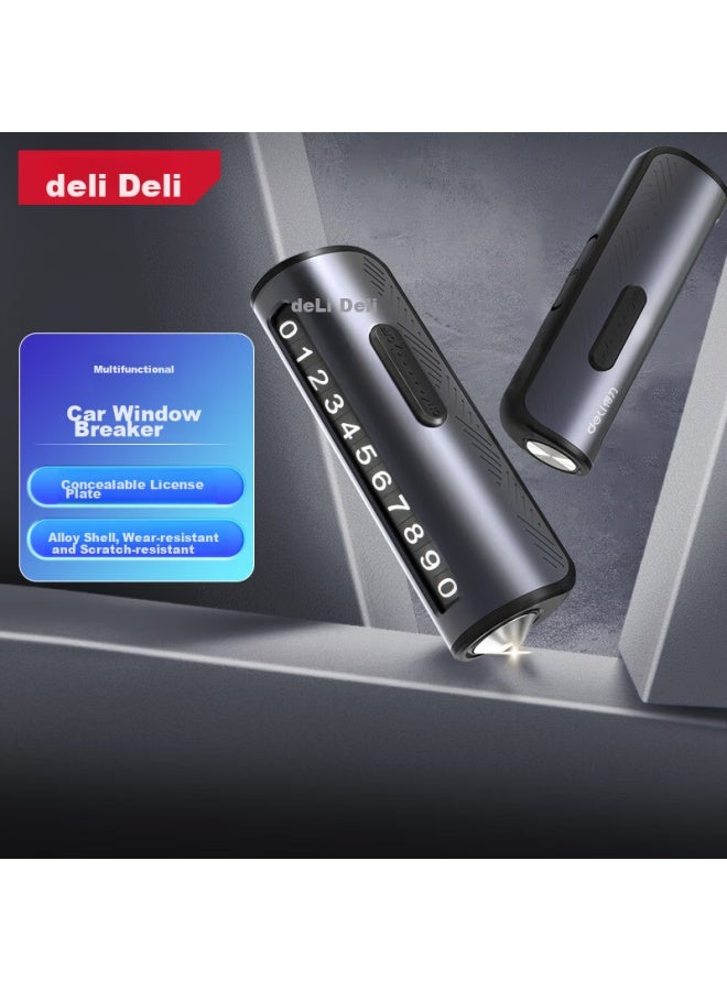 Deli Temporary Parking Card With Window Breaker Number Plate Move Car Plate Car Safety Hammer Multi-function - Image 1