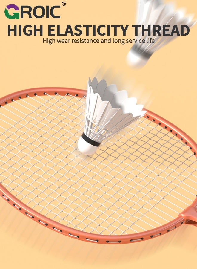 GROIC Badminton Set with Net, 2.7m Wide 1.5m High Portable Net and 2 Lightweight Racquets, All-in-One Outdoor and Indoor Game for Backyard Park Family Play, Badminton Rackets Set with Badminton Net - Orange - Image 4