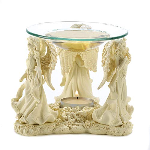 Zingz & Thingz Gifts & Decor Zingz & Thingz Trio Figurine Base Resin Oil Warmer, Angelic Trio, 5.75x5.125x4.625 - Image 1
