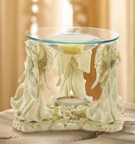 Zingz & Thingz Gifts & Decor Zingz & Thingz Trio Figurine Base Resin Oil Warmer, Angelic Trio, 5.75x5.125x4.625 - Image 2