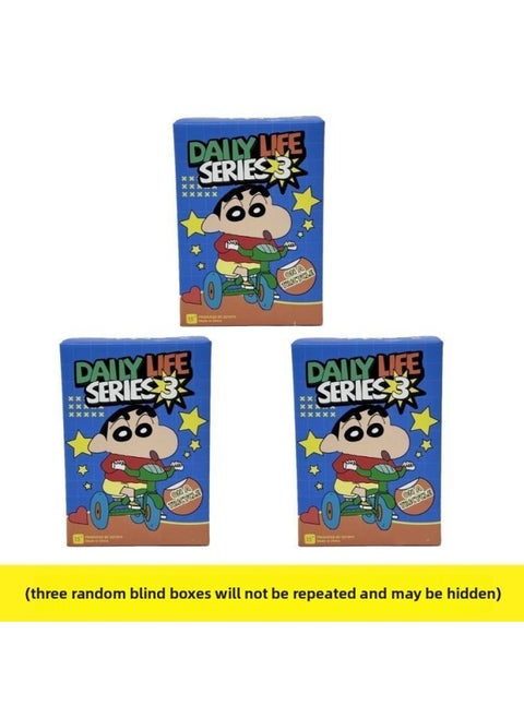 Crayon Shin-chan Daily Series Blind Box Cute Trendy Play Series Peripheral Hand-made Desktop Cake Decoration Birthday Ornaments-Color:3 Blind Boxes [not Repeated]-Specifications:Crayon Shin-chan [daily 3 Series]