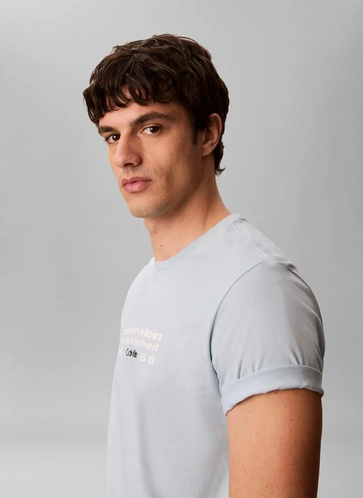 Calvin Klein Jeans Winter Sky Logo Graphic Crew Neck T-Shirt for Men | Best Price UAE