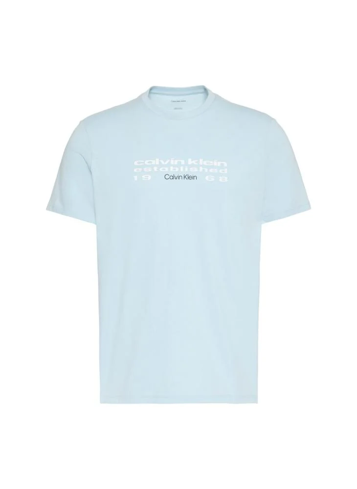Calvin Klein Jeans Winter Sky Logo Graphic Crew Neck T-Shirt for Men | Best Price UAE