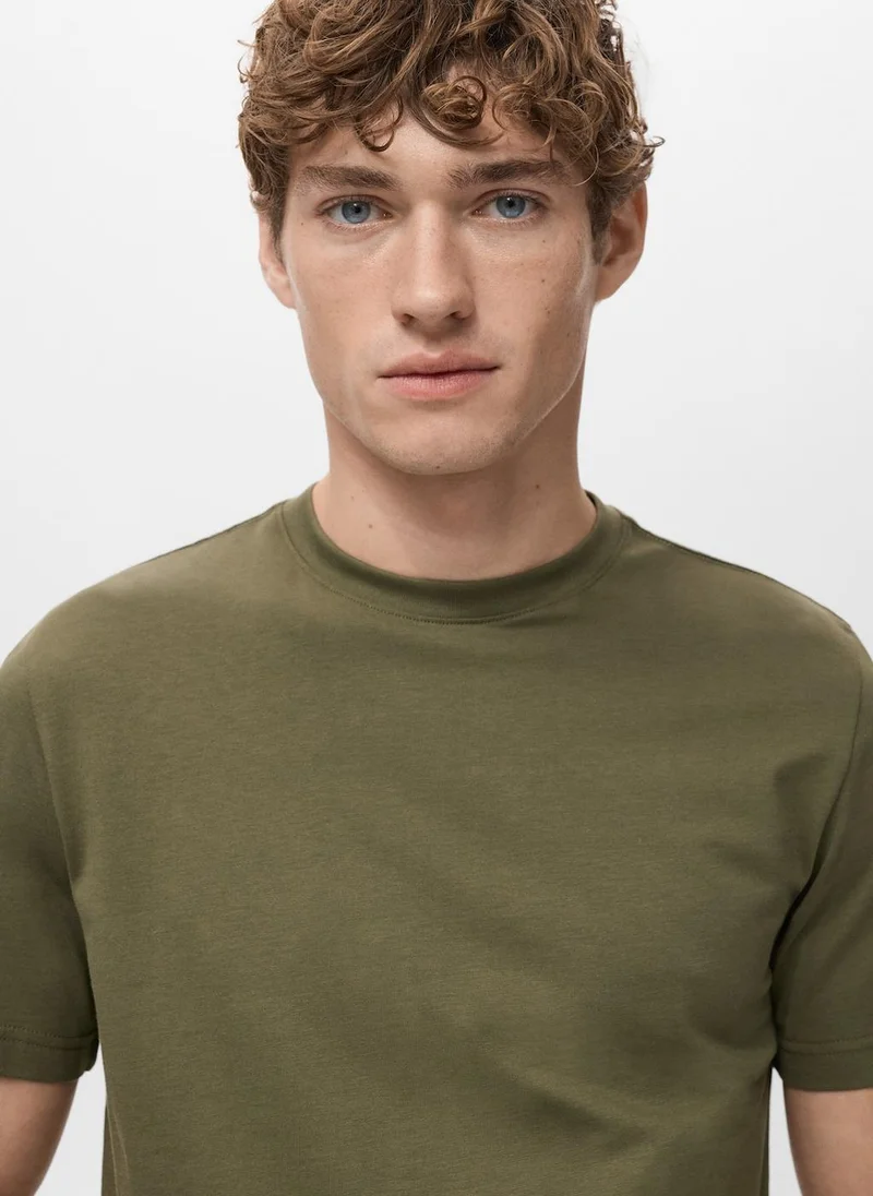 Mango Man  100% cotton slim-fit t-shirt for Men | Best Price UAE