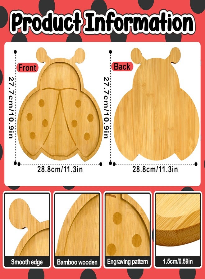 THEYGE Ladybug Charcuterie Board Cute Bug Baby Shower Serving Tray Kid Birthday Party Decoration Wooden Bamboo Decorative Display Food Plate Table Supplies Fillable Platter for Snacks Appetizers Fruit - Image 5