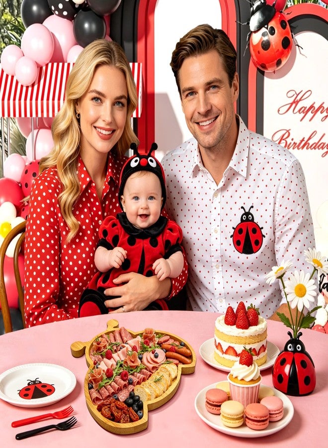 THEYGE Ladybug Charcuterie Board Cute Bug Baby Shower Serving Tray Kid Birthday Party Decoration Wooden Bamboo Decorative Display Food Plate Table Supplies Fillable Platter for Snacks Appetizers Fruit - Image 4
