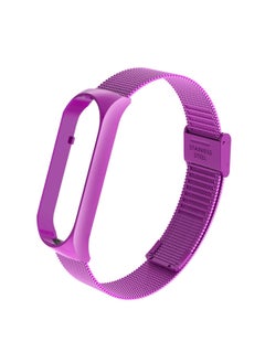 Metal Strap For XiaomiBand 6 5 Milanese Loop Three-bead Stainless Steel Mesh Strap Compatible For Xiaomi34 Smart Bracelet-Color:Snap Type-purple-Specifications:Mi Band 5/6 Universal