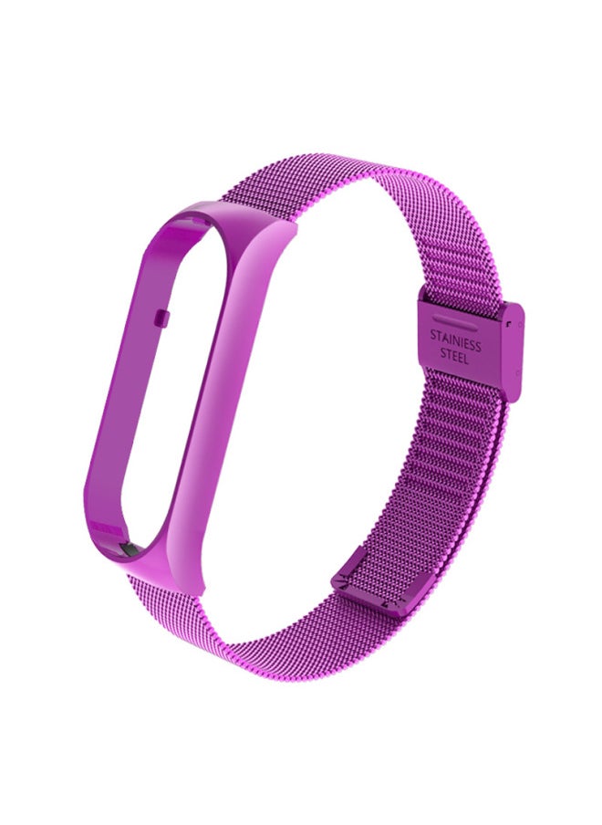 Generic - Metal Strap For XiaomiBand 6 5 Milanese Loop Three-bead Stainless Steel Mesh Strap Compatible For Xiaomi34 Smart Bracelet-Color:Snap Type-purple-Specifications:Mi Band 5/6 Universal - Image 1