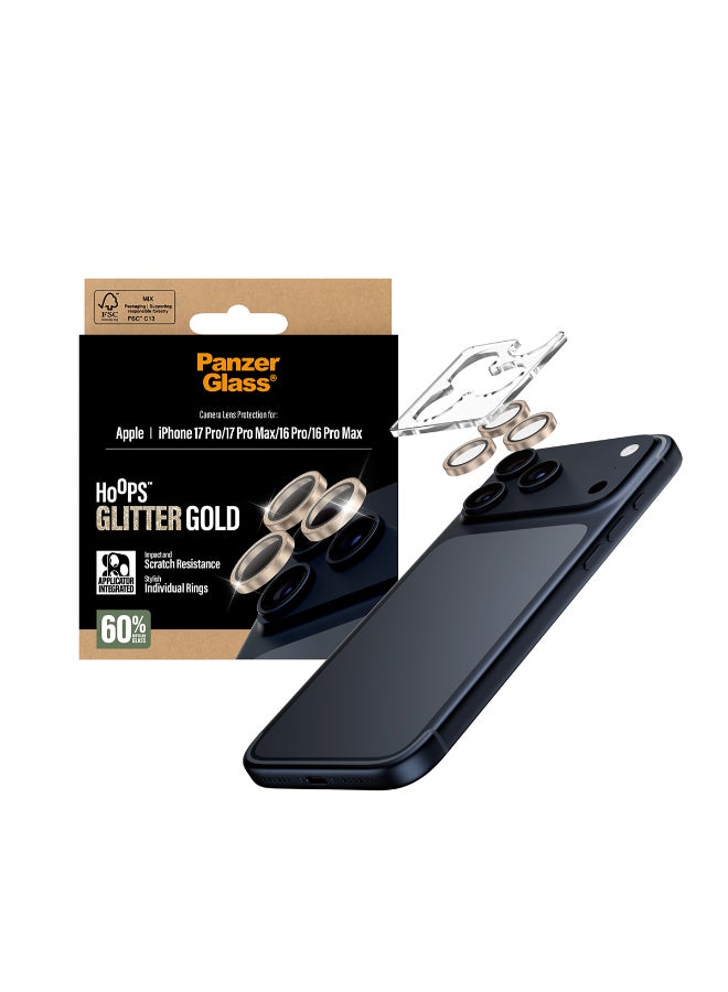 PanzerGlass iPhone 17 Pro Max / 17 Pro / 16 Pro Max / 16 Pro Camera Lens Protector Hoops, Rings w/ High Clarity, Anti-Scratch Anti-Fingerprint, No Image Distortion, Easy Install, Glitter Gold - Image 5