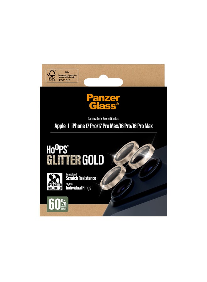 PanzerGlass iPhone 17 Pro Max / 17 Pro / 16 Pro Max / 16 Pro Camera Lens Protector Hoops, Rings w/ High Clarity, Anti-Scratch Anti-Fingerprint, No Image Distortion, Easy Install, Glitter Gold - Image 3