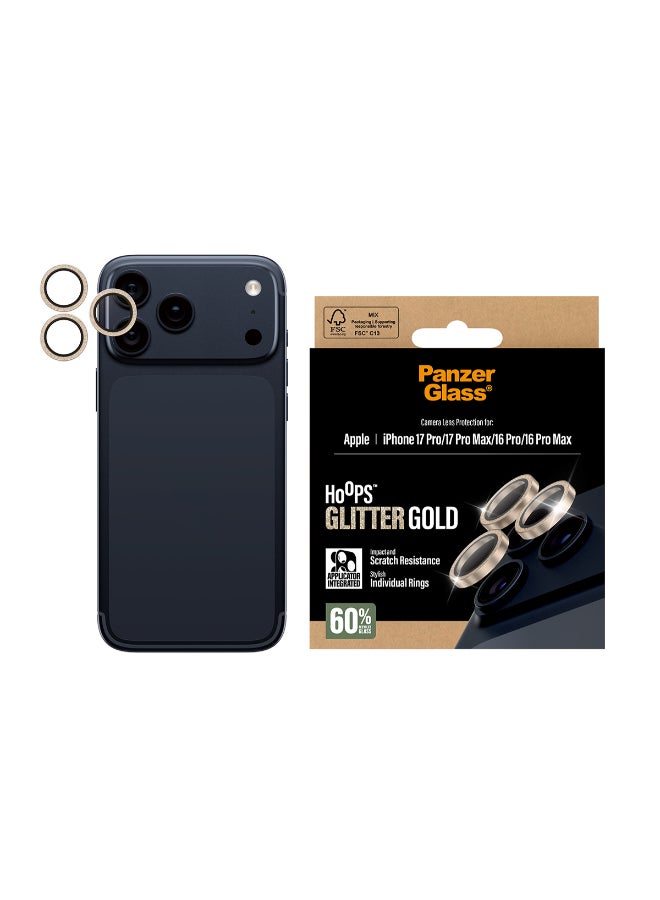 PanzerGlass iPhone 17 Pro Max / 17 Pro / 16 Pro Max / 16 Pro Camera Lens Protector Hoops, Rings w/ High Clarity, Anti-Scratch Anti-Fingerprint, No Image Distortion, Easy Install, Glitter Gold - Image 2