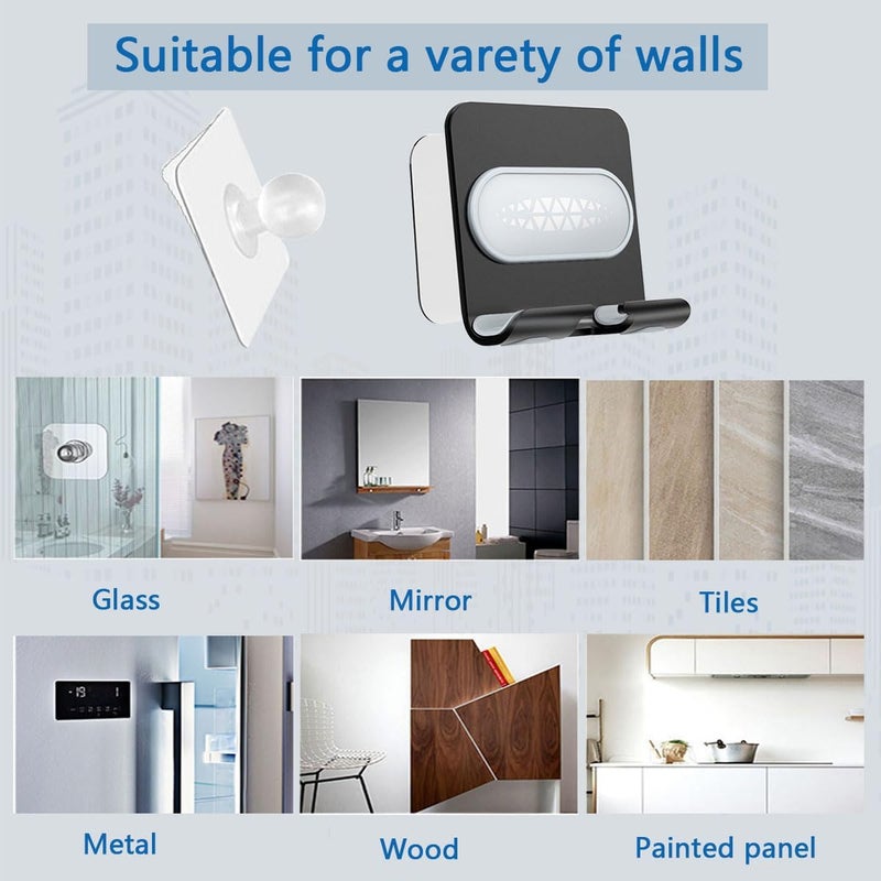 BICEUKI Shower Phone Holder with 2PCS Adhesive Stickers,Aluminum Alloy Wall Mount Phone Stand for Bathroom,Kitchen,Office and More,Compatible with Smartphone(Black-Gray) e(Black-Gray) - Image 5