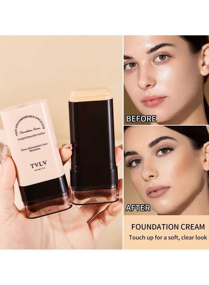 TVLV 2-in-1 Concealer & Foundation Stick – Full Coverage, Waterproof & Sweat-Resistant | Covers Dark Circles & Imperfections | Natural Flawless Finish04WHEAT - Image 2