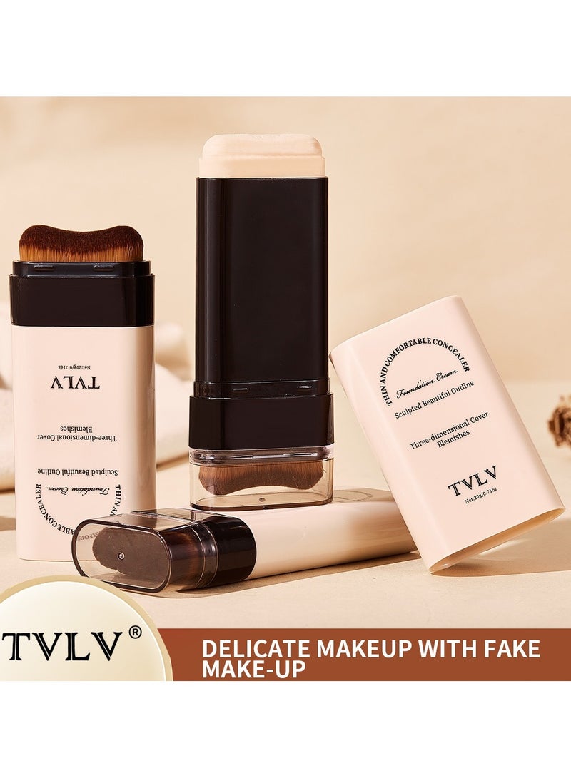 TVLV 2-in-1 Concealer & Foundation Stick – Full Coverage, Waterproof & Sweat-Resistant | Covers Dark Circles & Imperfections | Natural Flawless Finish04WHEAT - Image 3