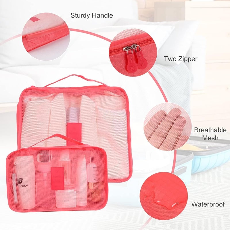 6Pcs Set Travel Luggage Organizer Packing Cubes Set Storage Bag Waterproof Laundry Bag Traveling Accessories - Watermelon Red,Travel Bag - Image 2
