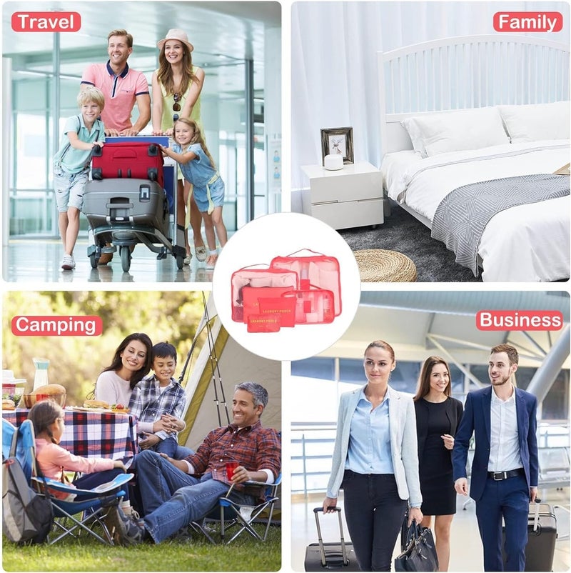 6Pcs Set Travel Luggage Organizer Packing Cubes Set Storage Bag Waterproof Laundry Bag Traveling Accessories - Watermelon Red,Travel Bag - Image 5
