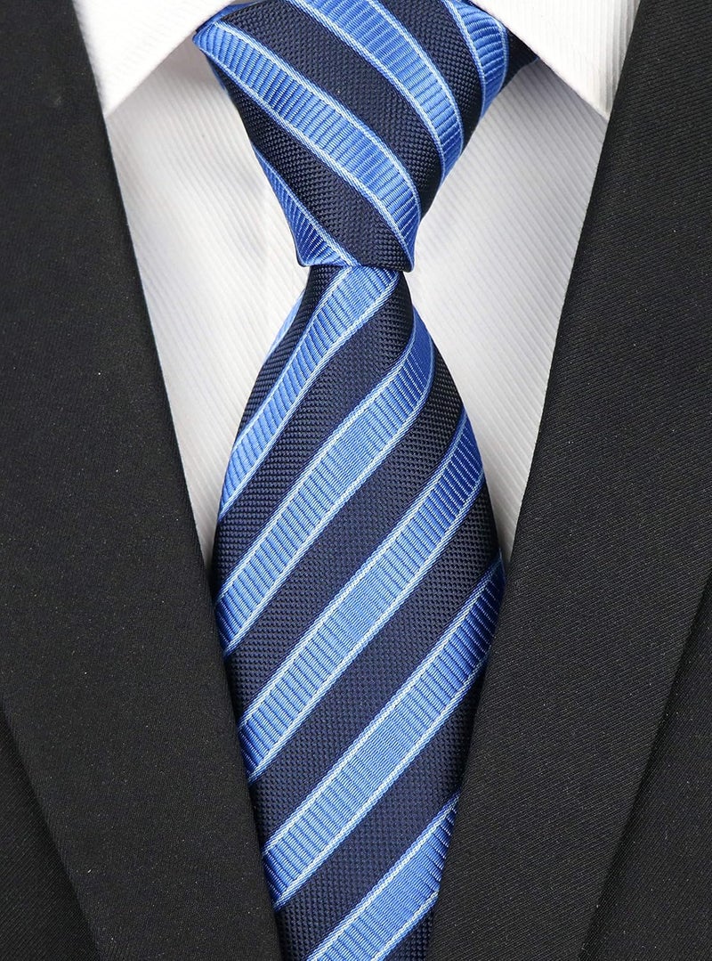 Secdtie Men's Classic Stripe Jacquard Woven Silk Tie Formal Party Suit Necktie - Image 2