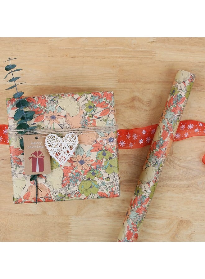 Aimyoo Kraft Floral Wrapping Paper Jumbo Roll All Occasion Flower Gift Wrap Paper For Wedding Bridal Shower Birthday 17 In X 60 Ft - Image 4