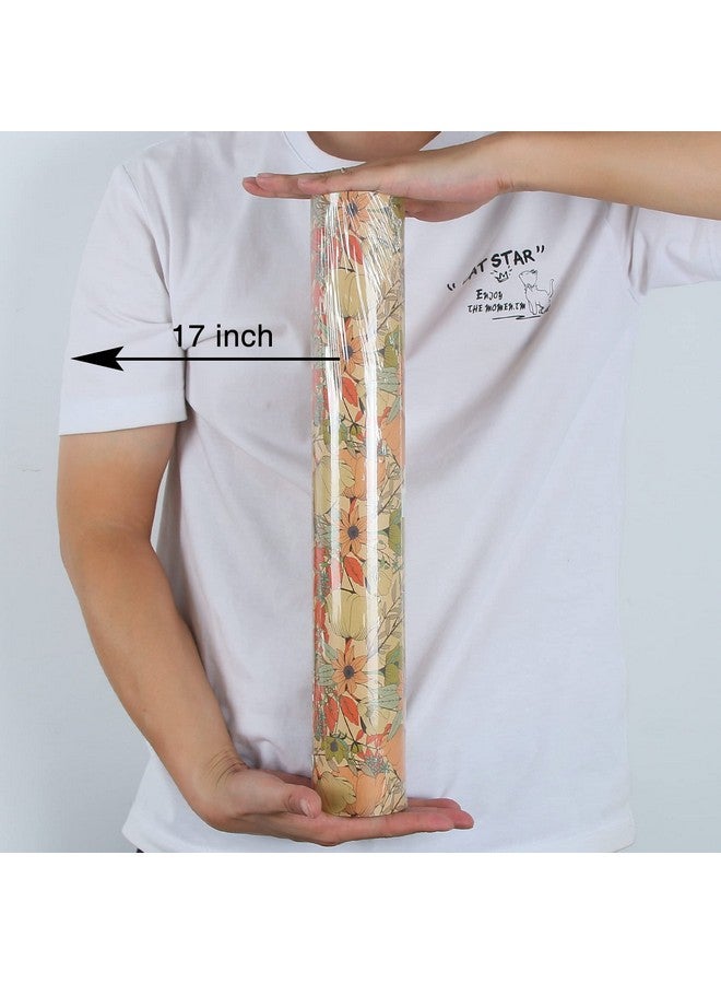 Aimyoo Kraft Floral Wrapping Paper Jumbo Roll All Occasion Flower Gift Wrap Paper For Wedding Bridal Shower Birthday 17 In X 60 Ft - Image 3