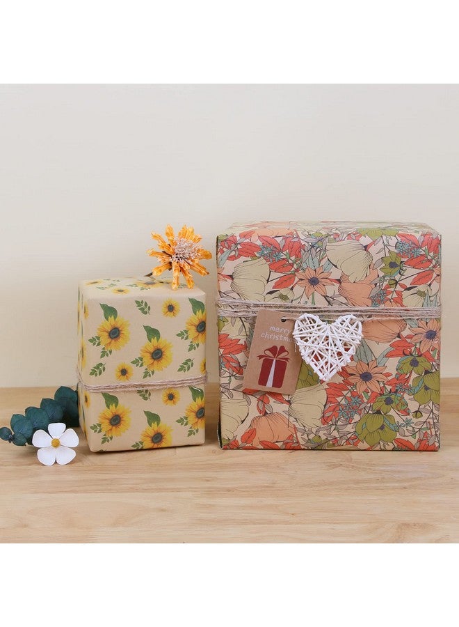 Aimyoo Kraft Floral Wrapping Paper Jumbo Roll All Occasion Flower Gift Wrap Paper For Wedding Bridal Shower Birthday 17 In X 60 Ft - Image 5
